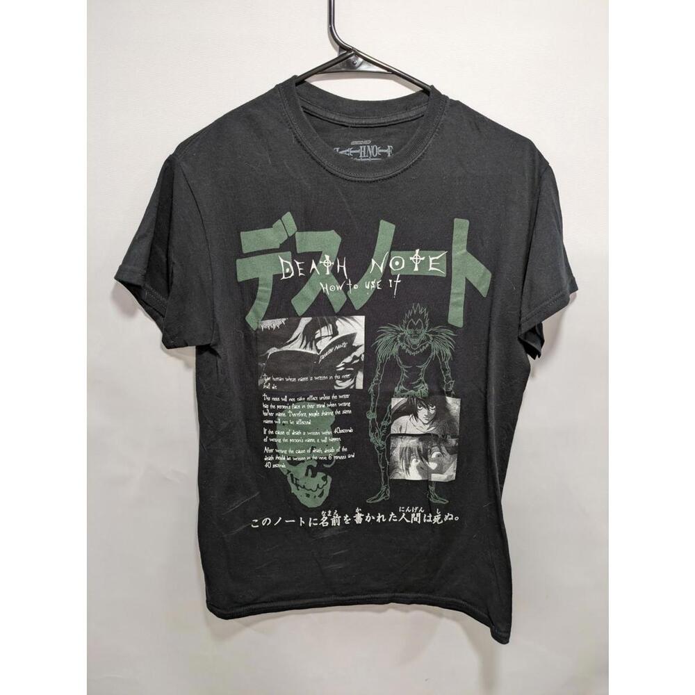 Vintage 00s Mens Death‎ Note Black Ryuk Anime Tee Manga Japan Kira Shirt Size S